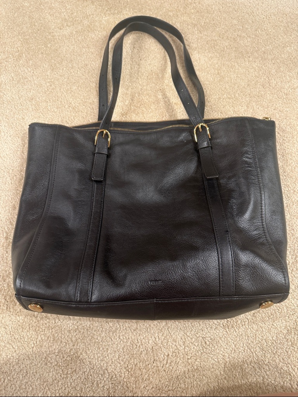 Fossil Black Leather Tote Bag - Women's Shoulder Bag